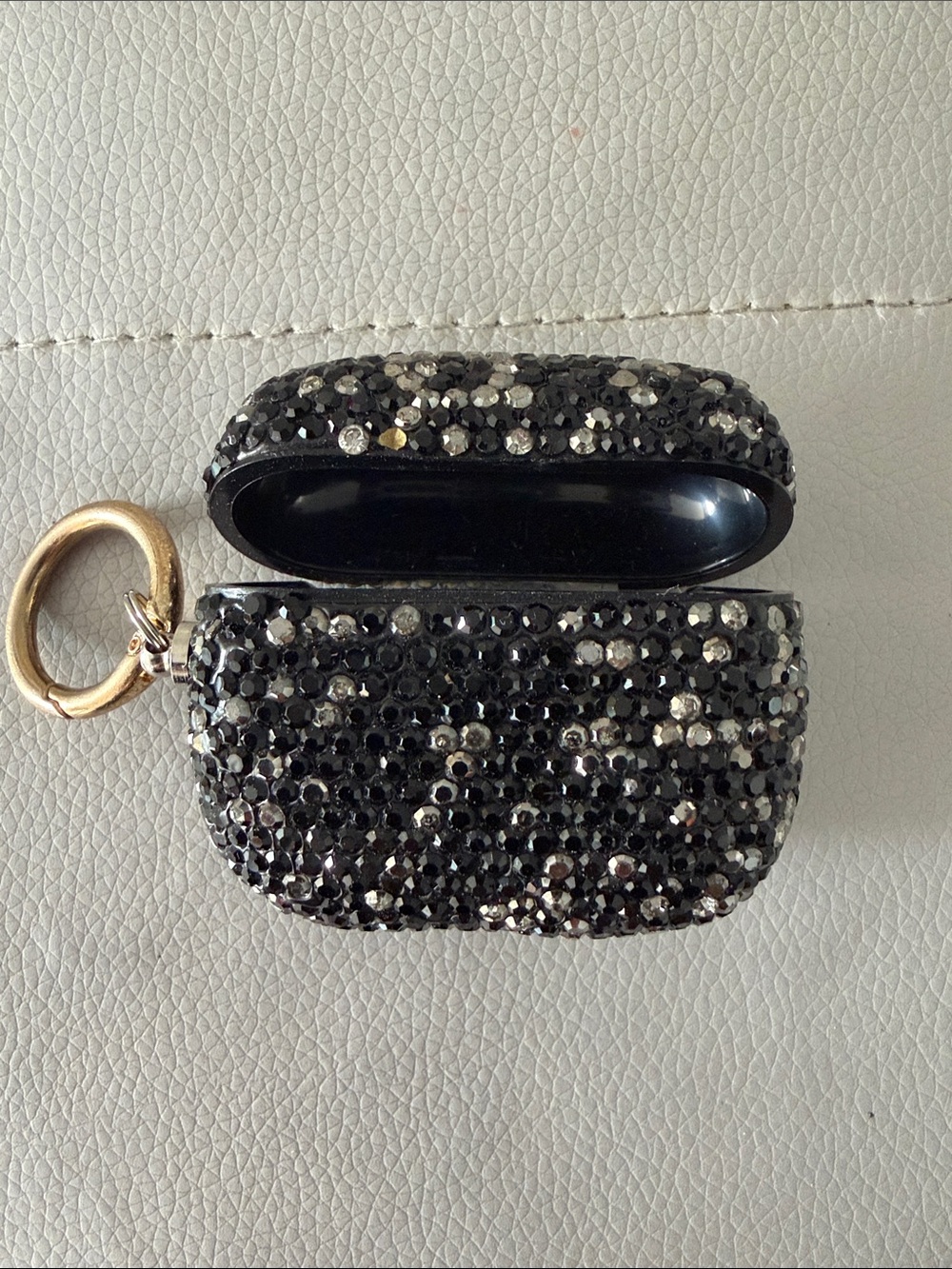 Air Pods Generation 3 case Sparkling Black Crystal with Gold Key ring